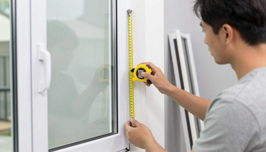 Kunde prüft die Qualität neu gelieferter Fenster